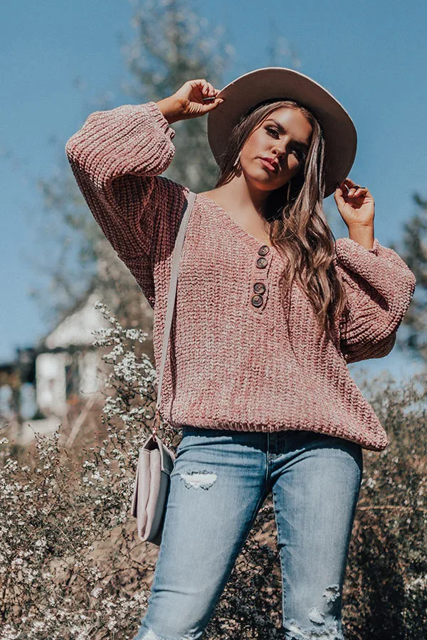 Chill Weekend Chenille Sweater In Blush