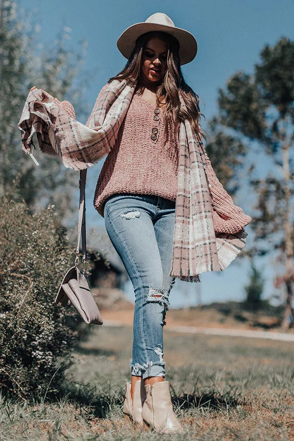 Chill Weekend Chenille Sweater In Blush