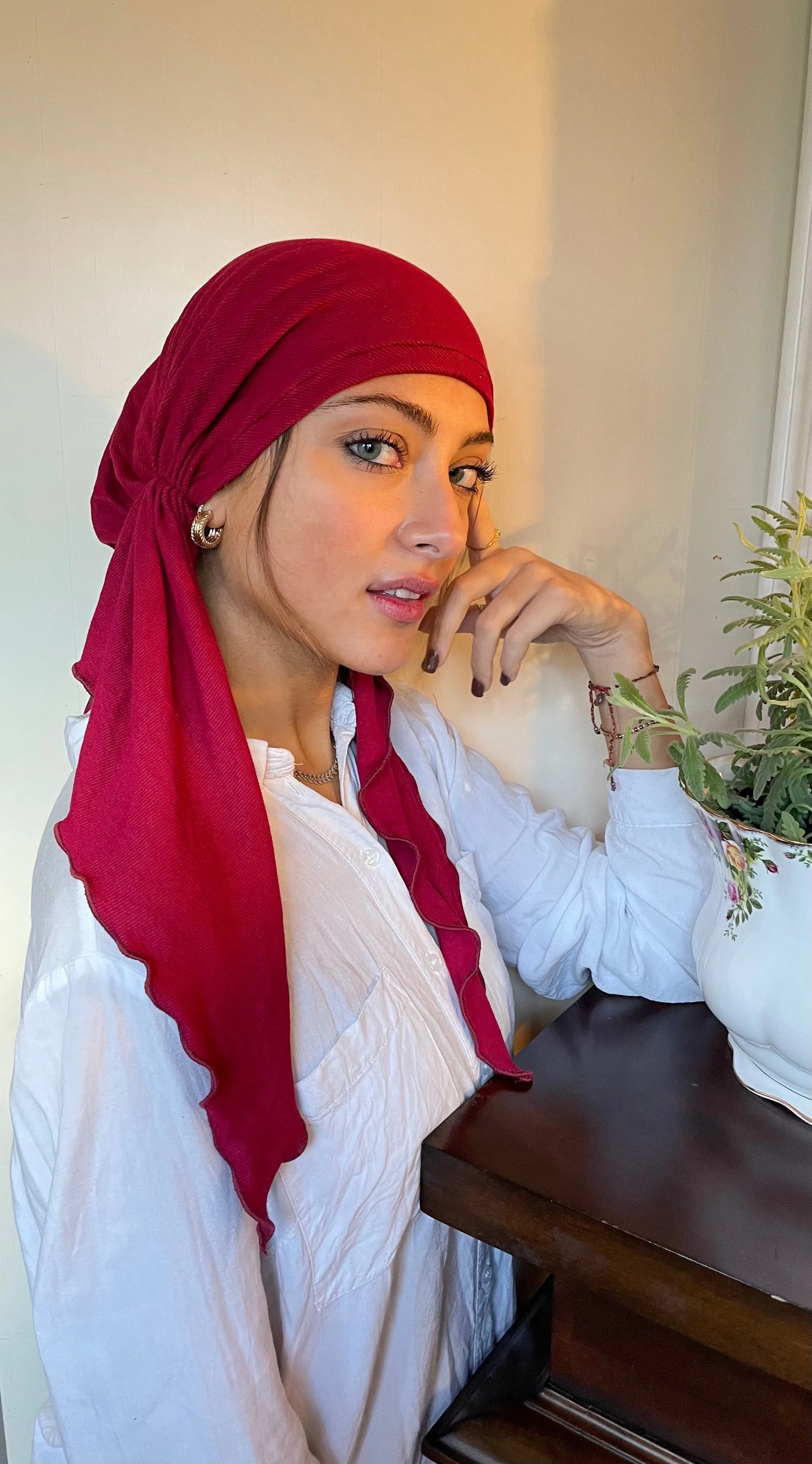 Christmas Gift | Boho Hipster Style | Soft Fabric Pre-Tied Tichel Hijab Hair Wrap Hijab For Muslim Jewish Christian Women Who Cover Their Hair