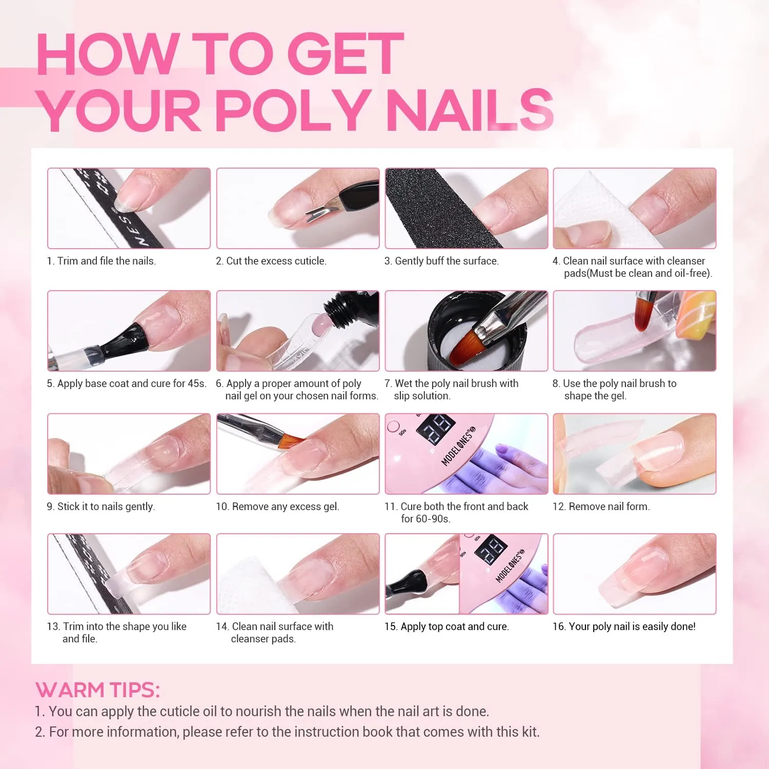 Complete Poly Nail Gel Starter Kit with 48W Lamp and 6 Colors - All-in-One Nail Art Essentials