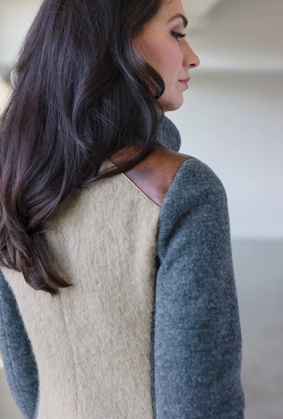 COWL NECK COAT · flax