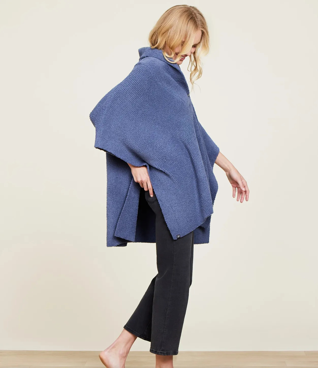 CozyChic® Shawl Collar Poncho - Tidewater