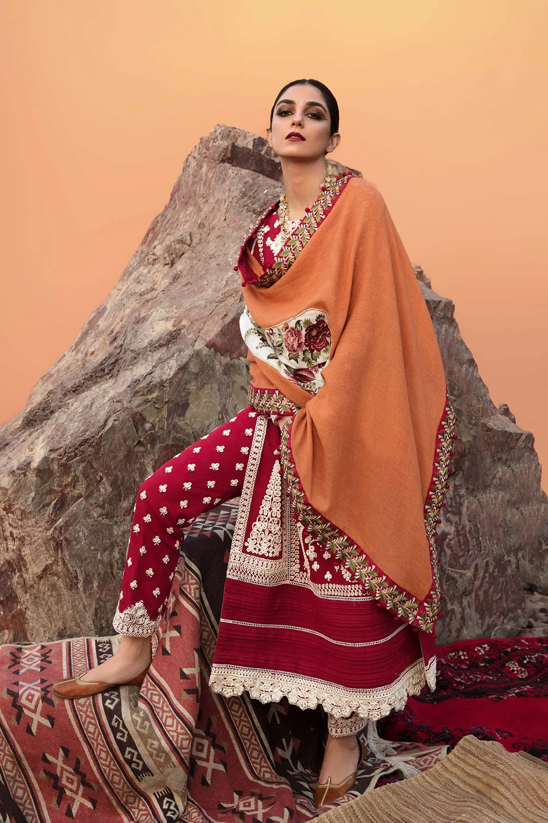 Crimson X Saira Shakira Winter Collection 2020 – Marori Separates - Scarlet