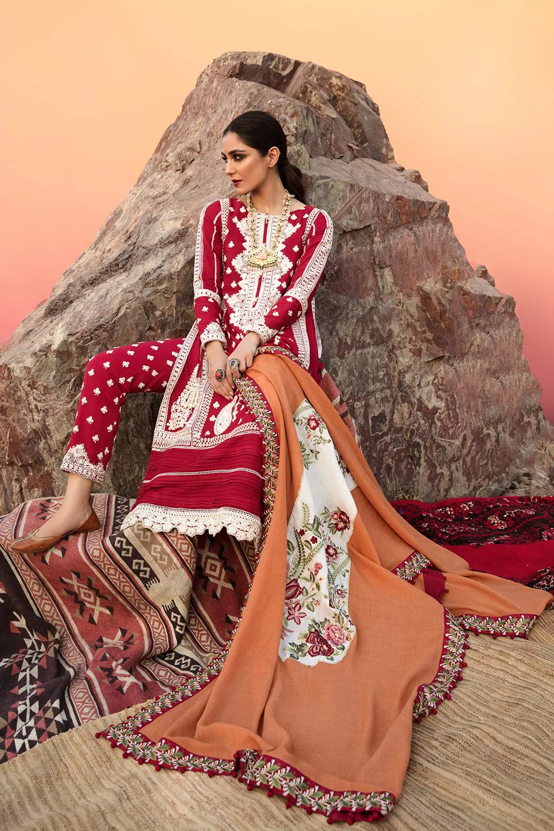 Crimson X Saira Shakira Winter Collection 2020 – Marori Separates - Scarlet