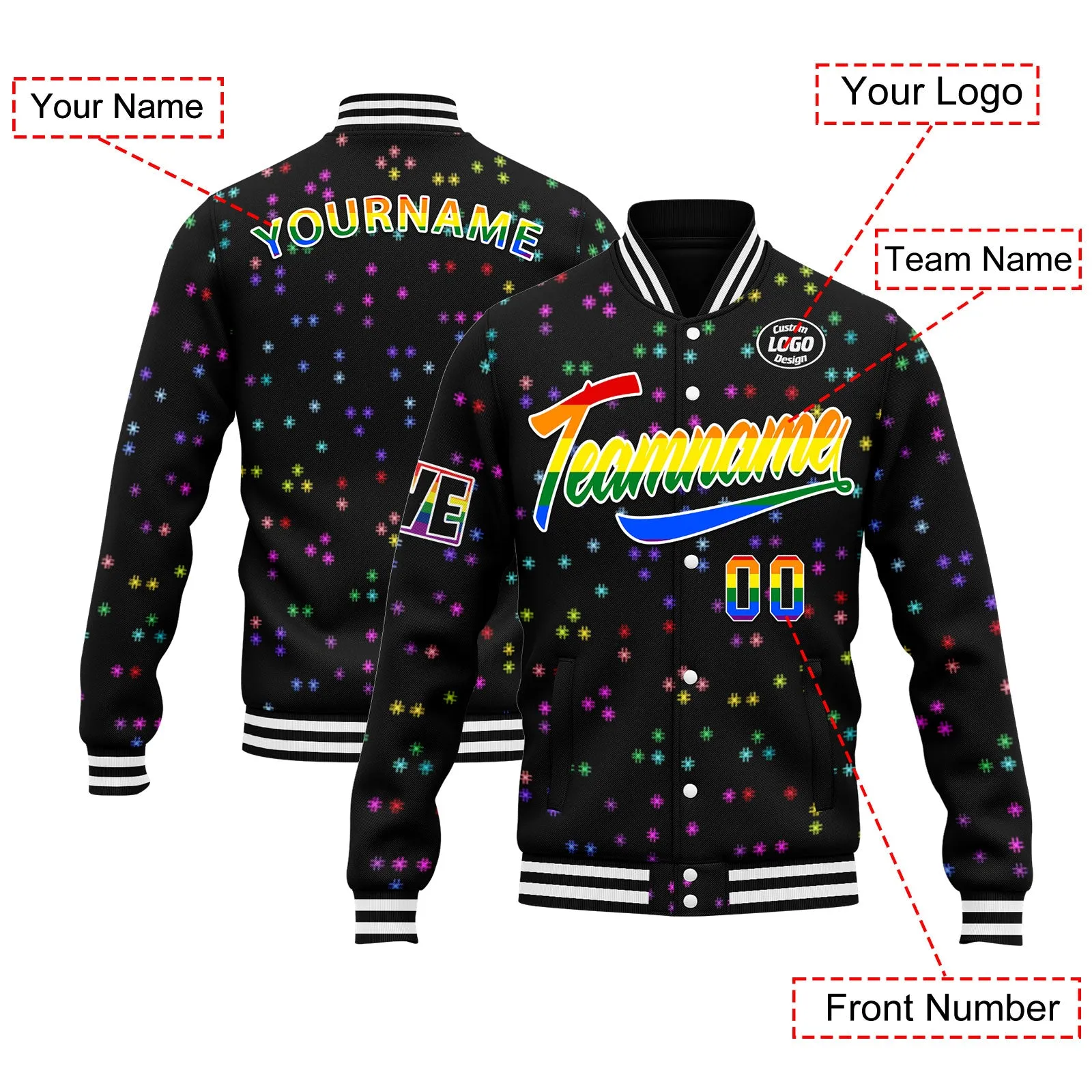 Custom Jacket Bomber Full-Snap Varsity Letterman Personalized Jacket FZ005-D025003-1