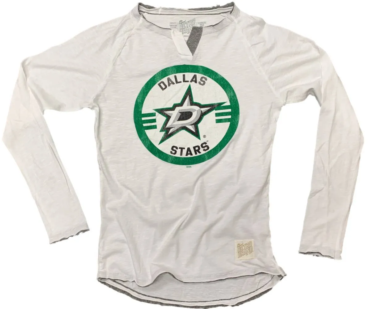 Dallas Stars NHL Retro Brand WOMEN'S White Long Sleeve Cotton T-Shirt