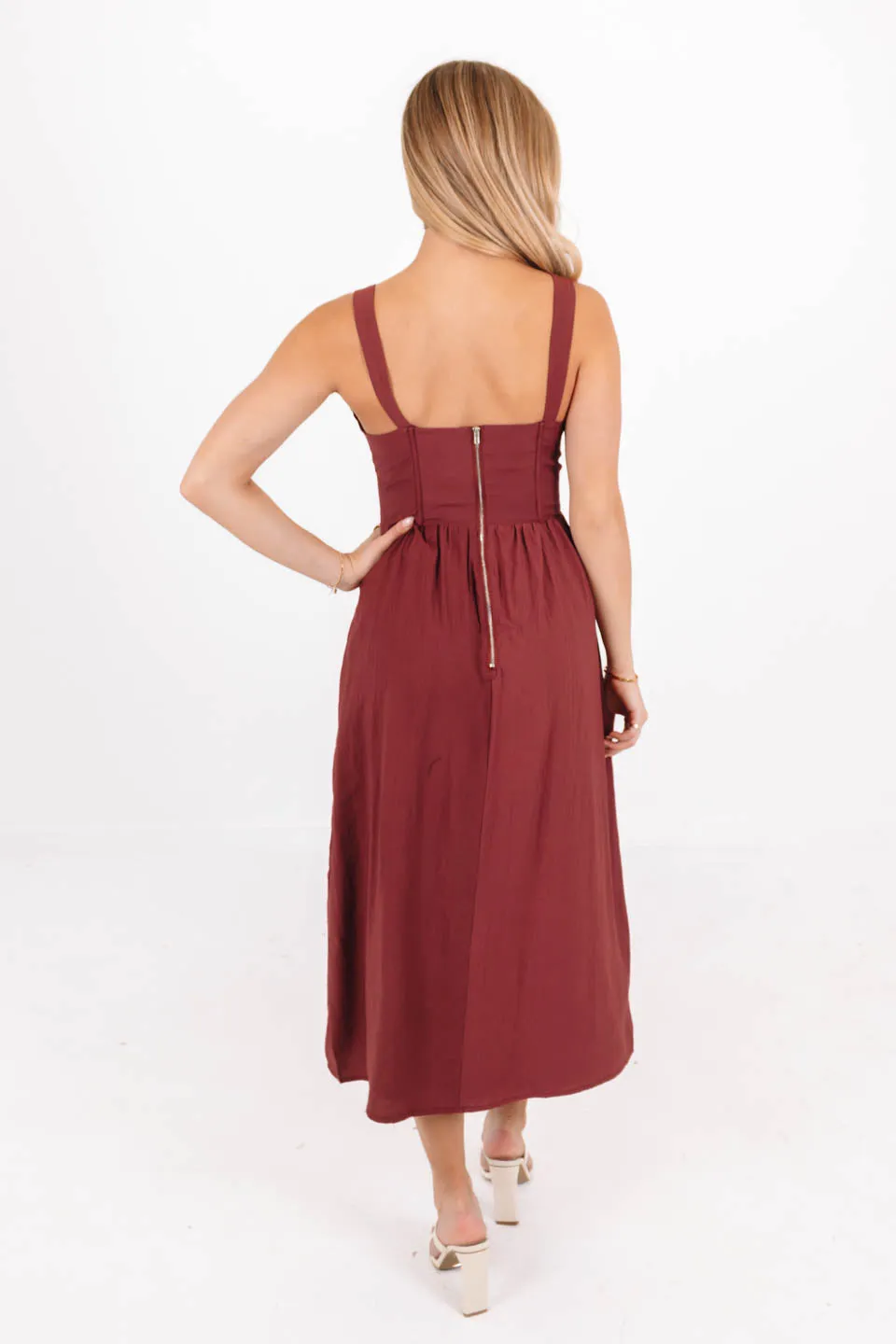 Dancing In The Desert Midi Dress - Rust