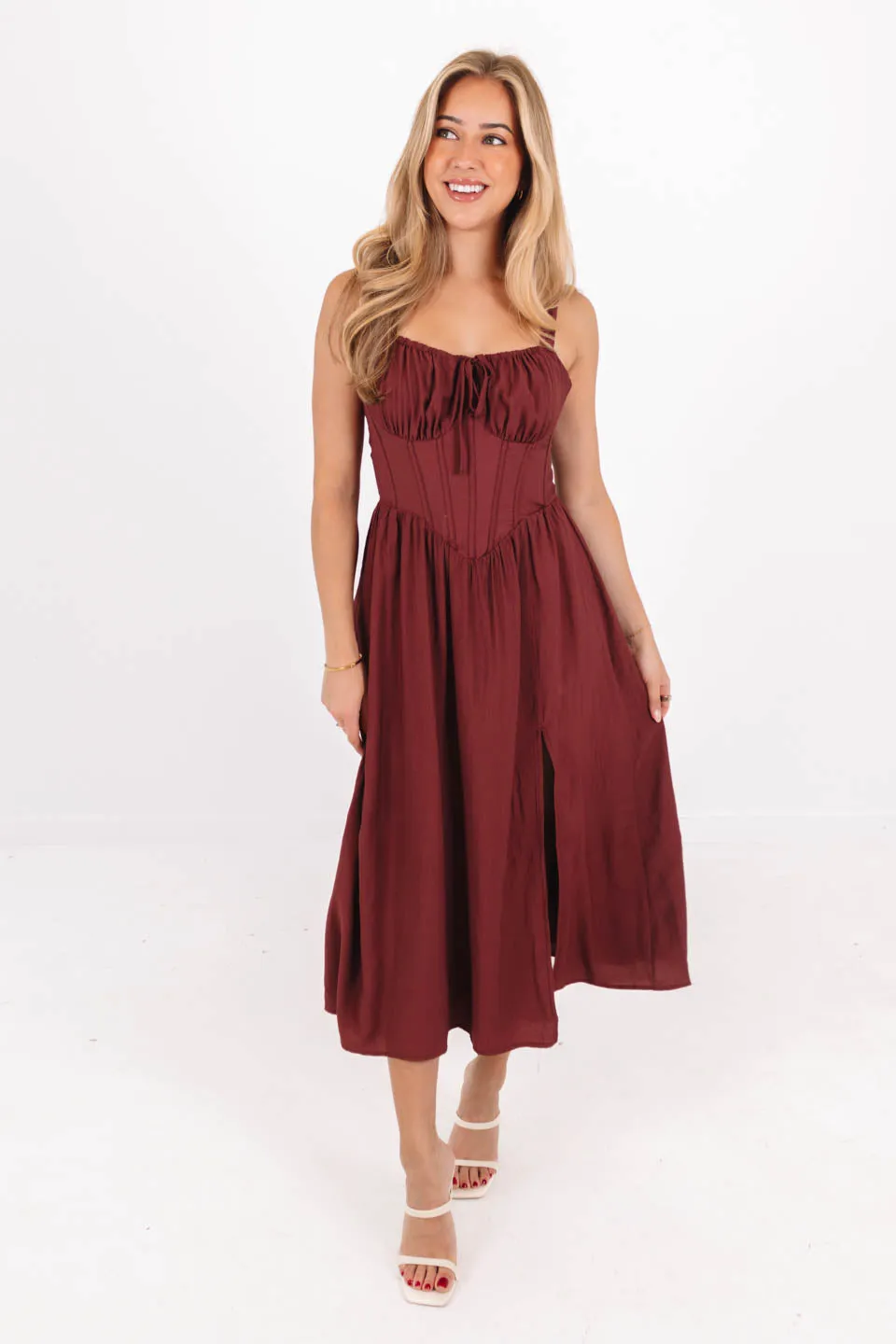 Dancing In The Desert Midi Dress - Rust