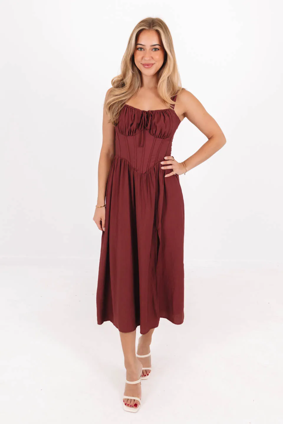 Dancing In The Desert Midi Dress - Rust