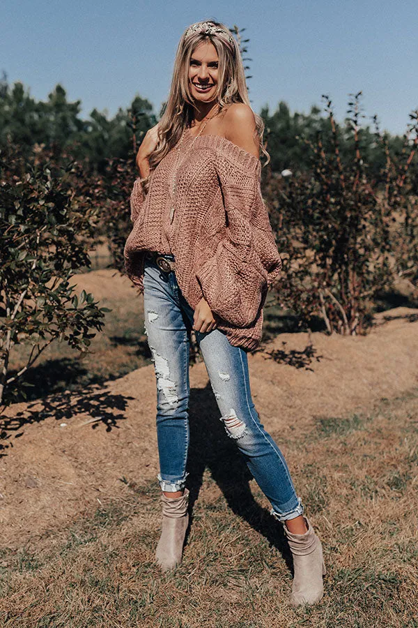 Definitely Adorable Cable Knit Sweater In Blush