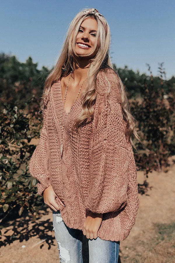 Definitely Adorable Cable Knit Sweater In Blush