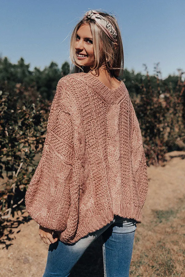 Definitely Adorable Cable Knit Sweater In Blush