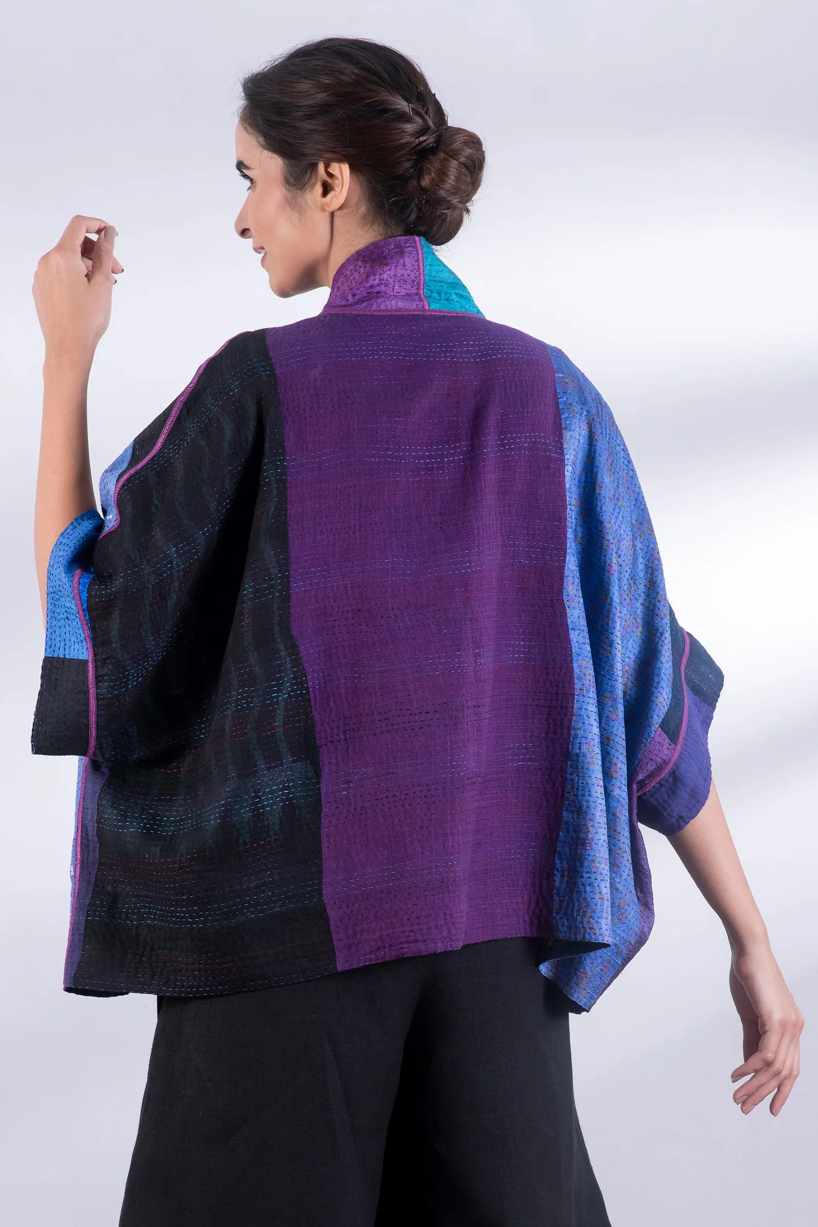 DESSERT WAVES KANTHA MINI PONCHO