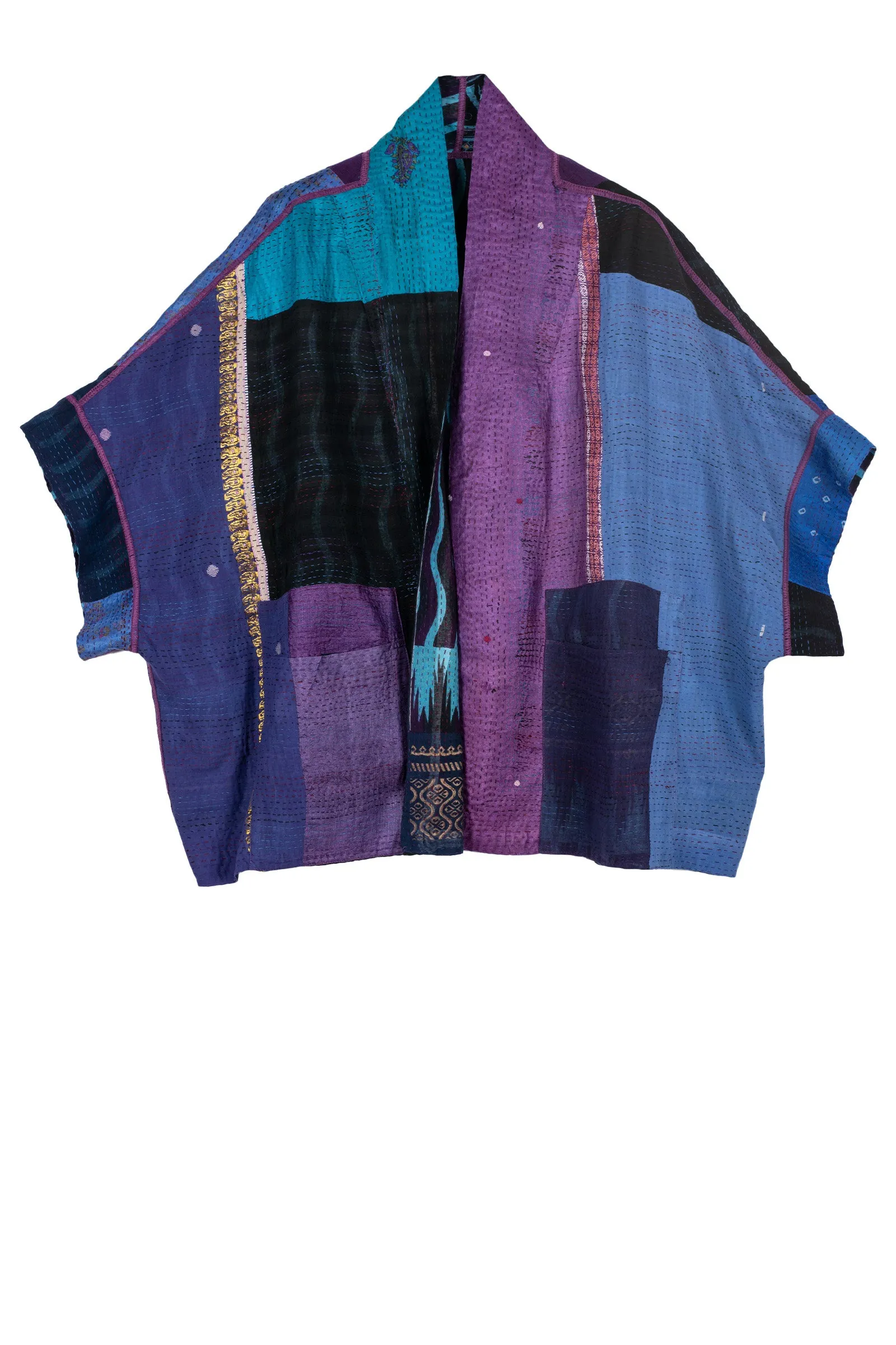 DESSERT WAVES KANTHA MINI PONCHO