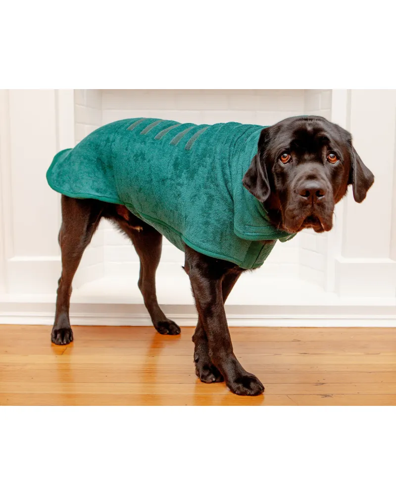 Dog Drying Coat in Bottle Green (Made in the UK) (CLEARANCE)