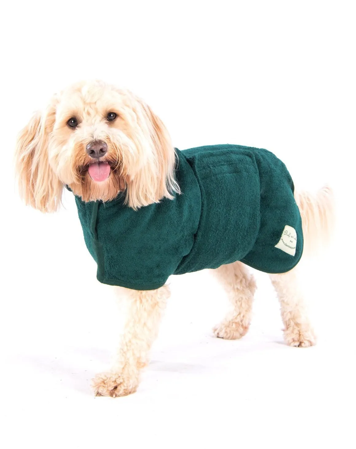 Dog Drying Coat in Bottle Green (Made in the UK) (CLEARANCE)