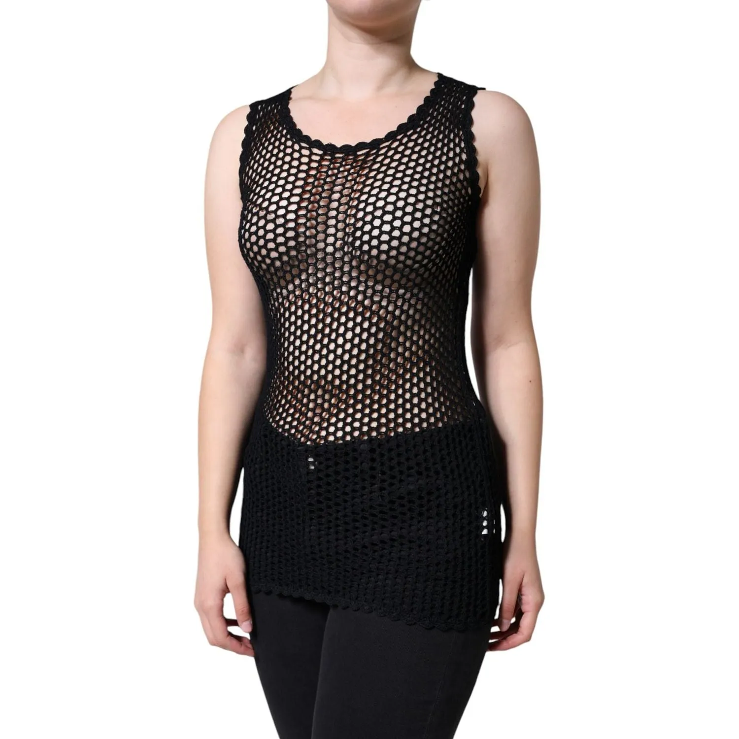 Dolce & Gabbana Black Mesh See Through Sleeveless Tank Top