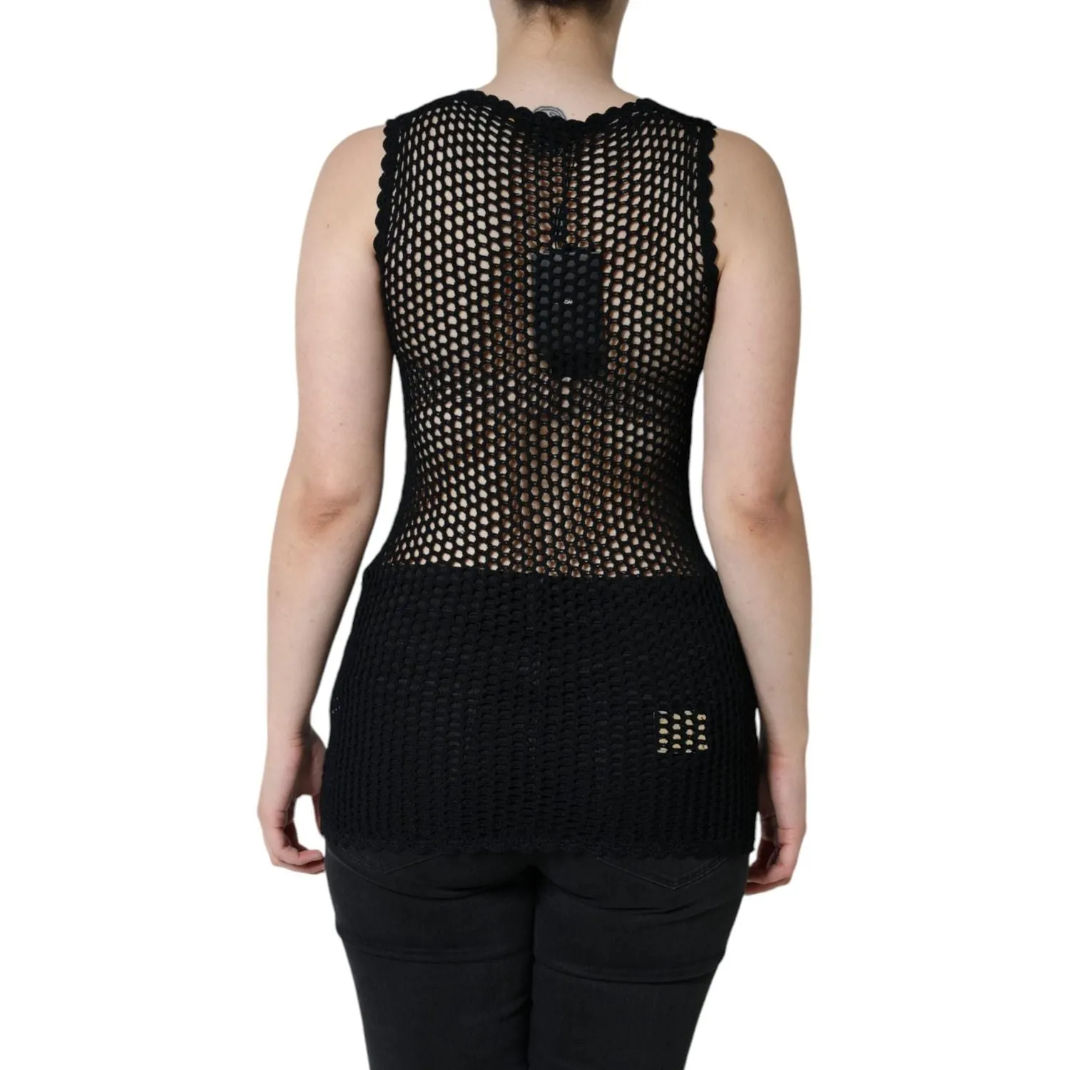 Dolce & Gabbana Black Mesh See Through Sleeveless Tank Top