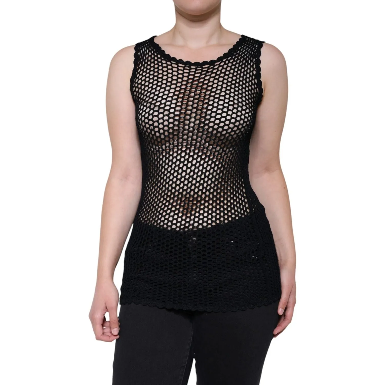 Dolce & Gabbana Black Mesh See Through Sleeveless Tank Top