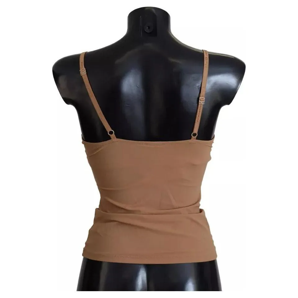 Dolce & Gabbana Brown Nylon Stretch Sleeveless Top Underwear