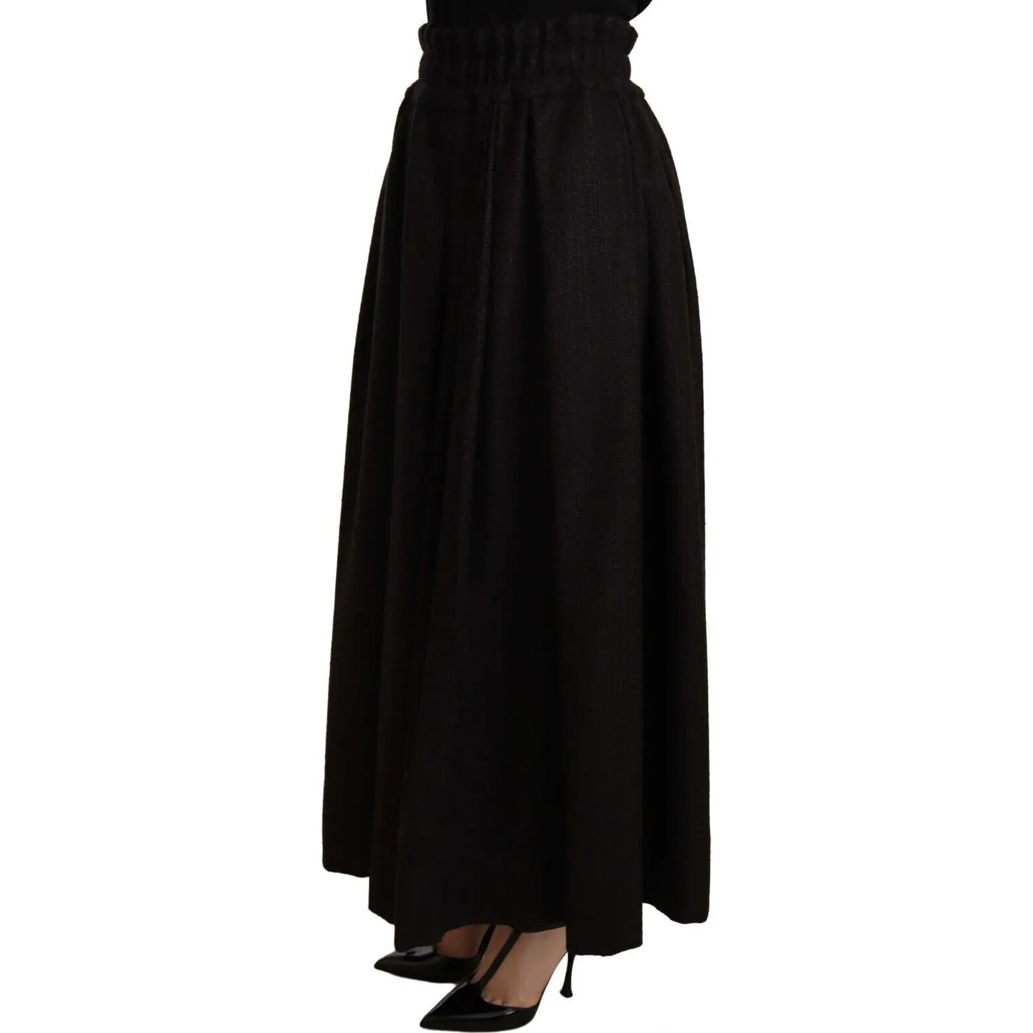 Dolce & Gabbana Elegant High Waist Maxi A-line Wool Skirt