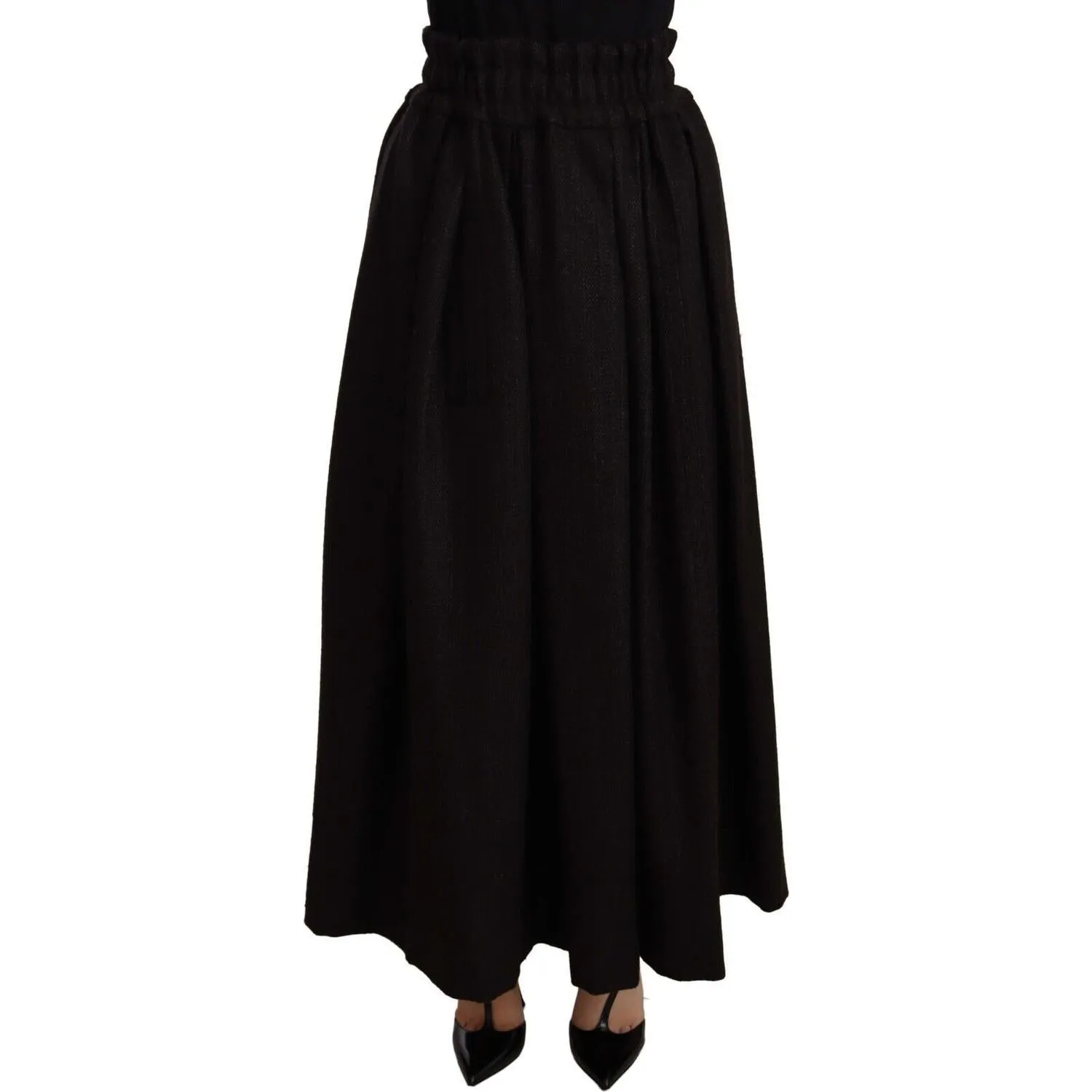 Dolce & Gabbana Elegant High Waist Maxi A-line Wool Skirt