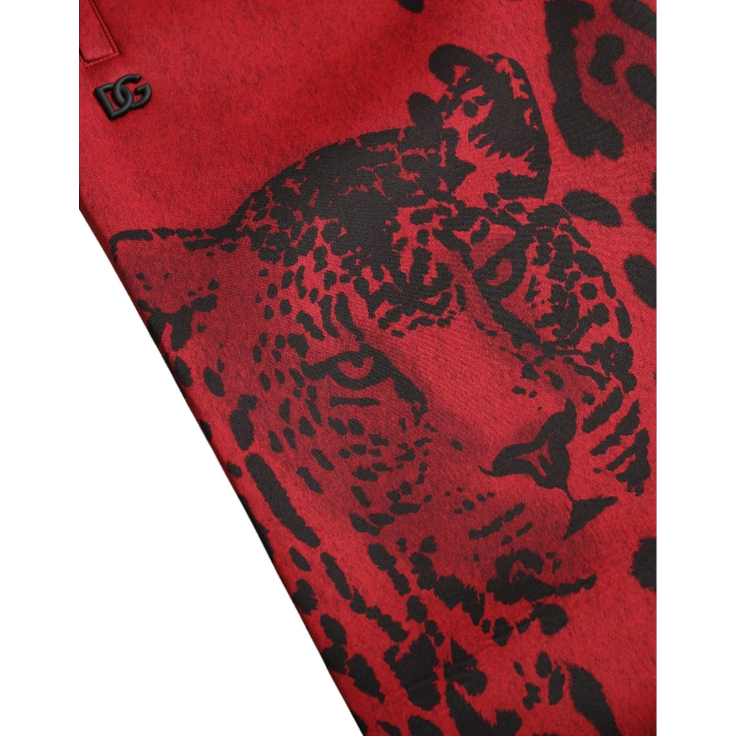 Dolce & Gabbana Elegant Leopard Print Joggers in Red and Black