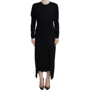 Dolce & Gabbana Elegant Sheath Wrap Dress with Long Sleeves