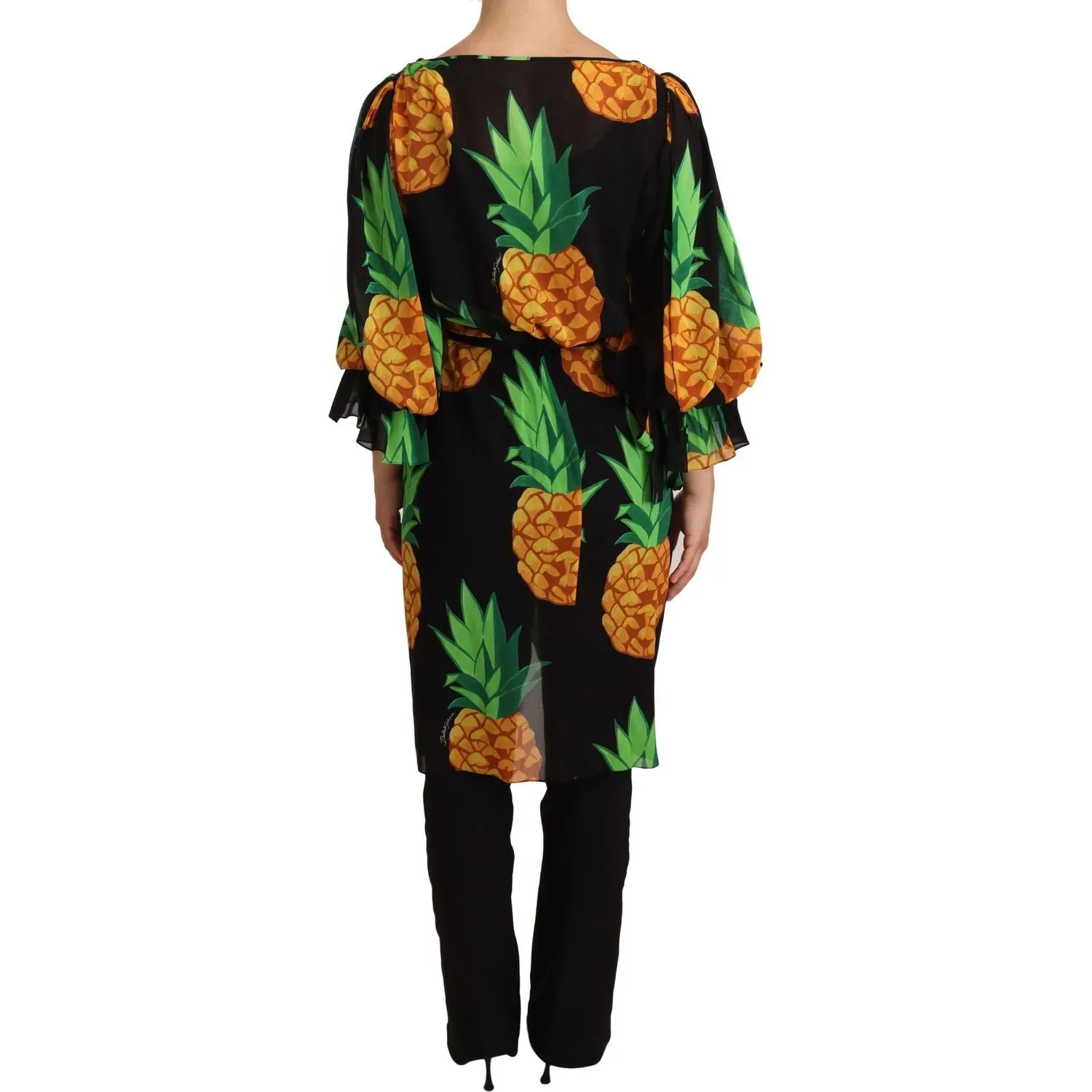 Dolce & Gabbana Vibrant Pineapple Draped Wrap Dress