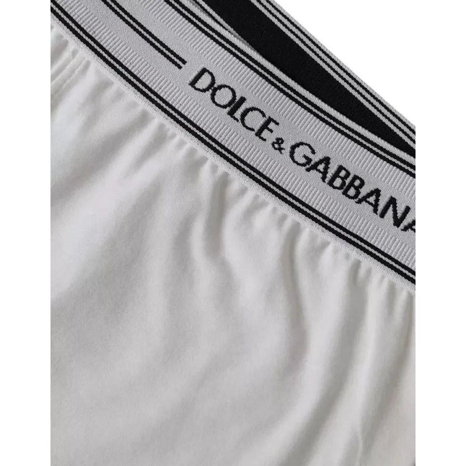 Dolce & Gabbana White Cotton Blend Regular Boxer Shorts Underwear