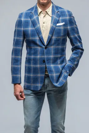 Dortania Sport Coat In Blue With Orange Windowpane