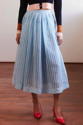 Dual Box Pleat Maxi Skirt (Baby Blue)