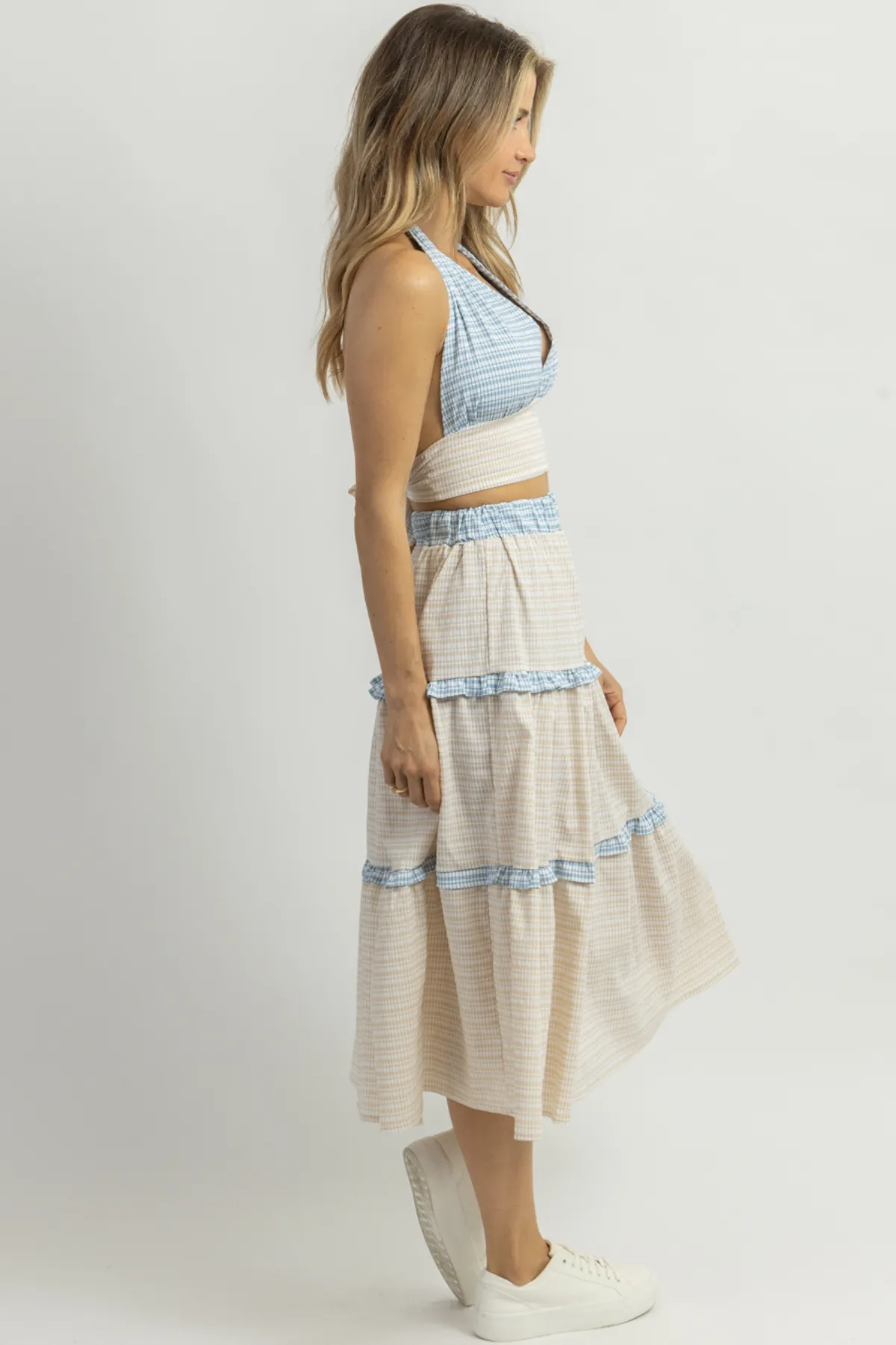 DUNES GINGHAM MIDI SKIRT SET