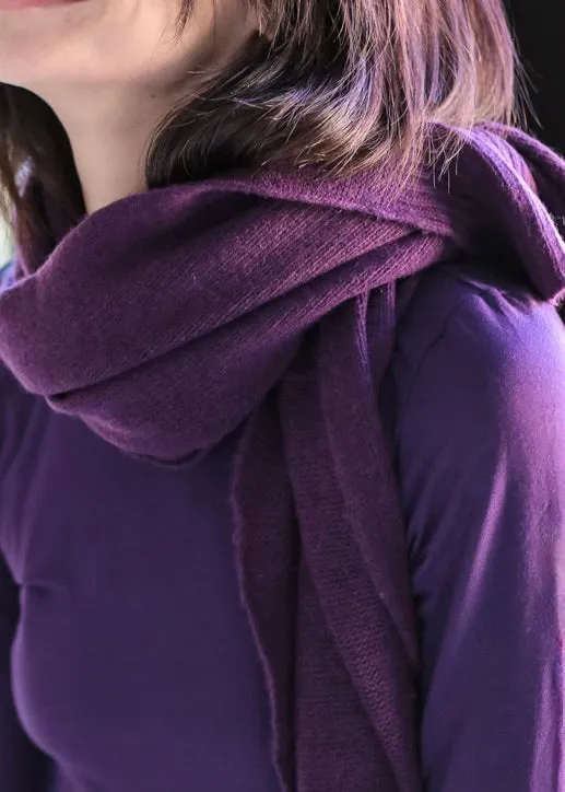 EGGPLANT Italian Ribbed Edge Cashmere Wrap/Scarf