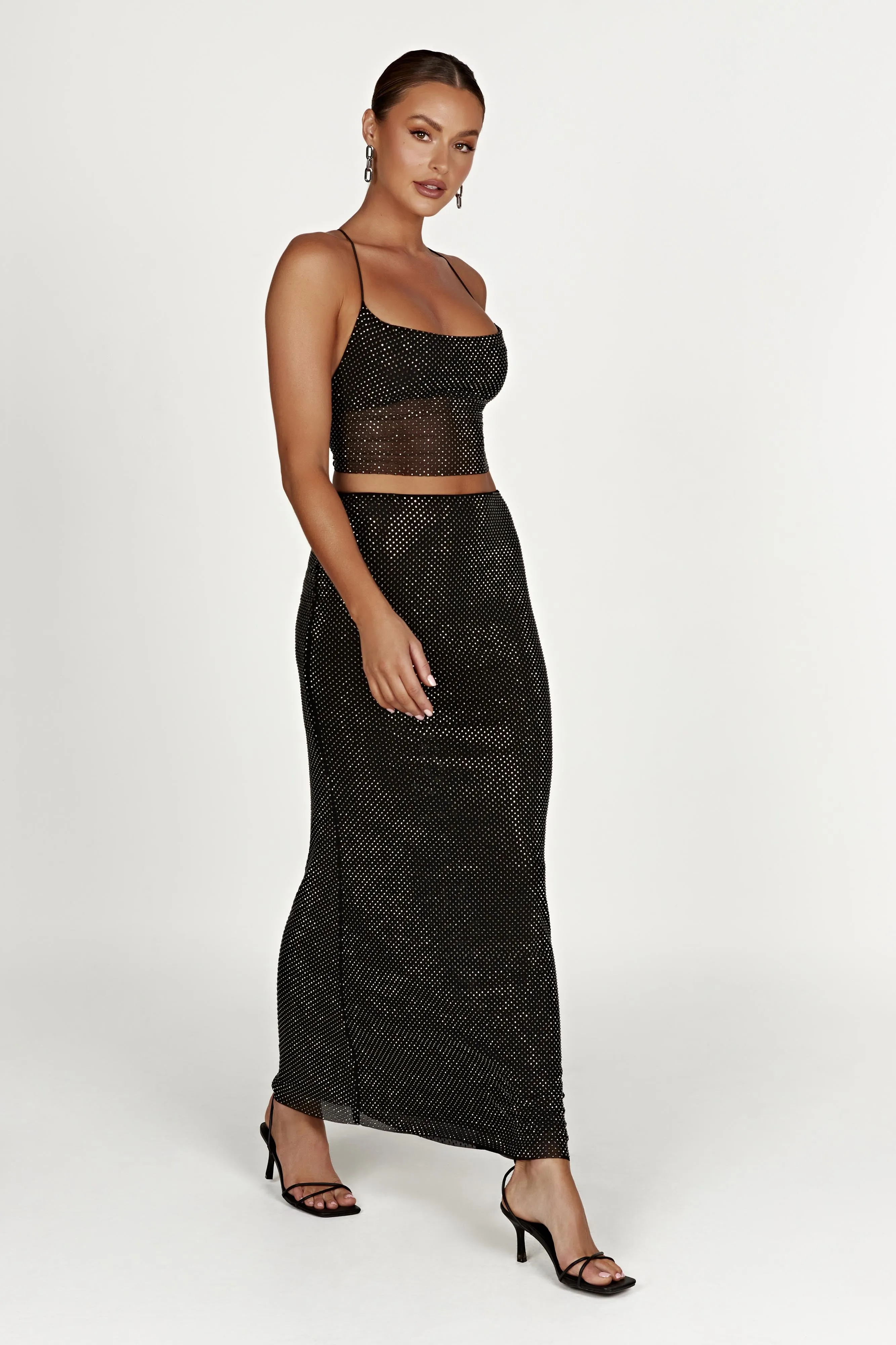 Erika Diamante Maxi Skirt - Black