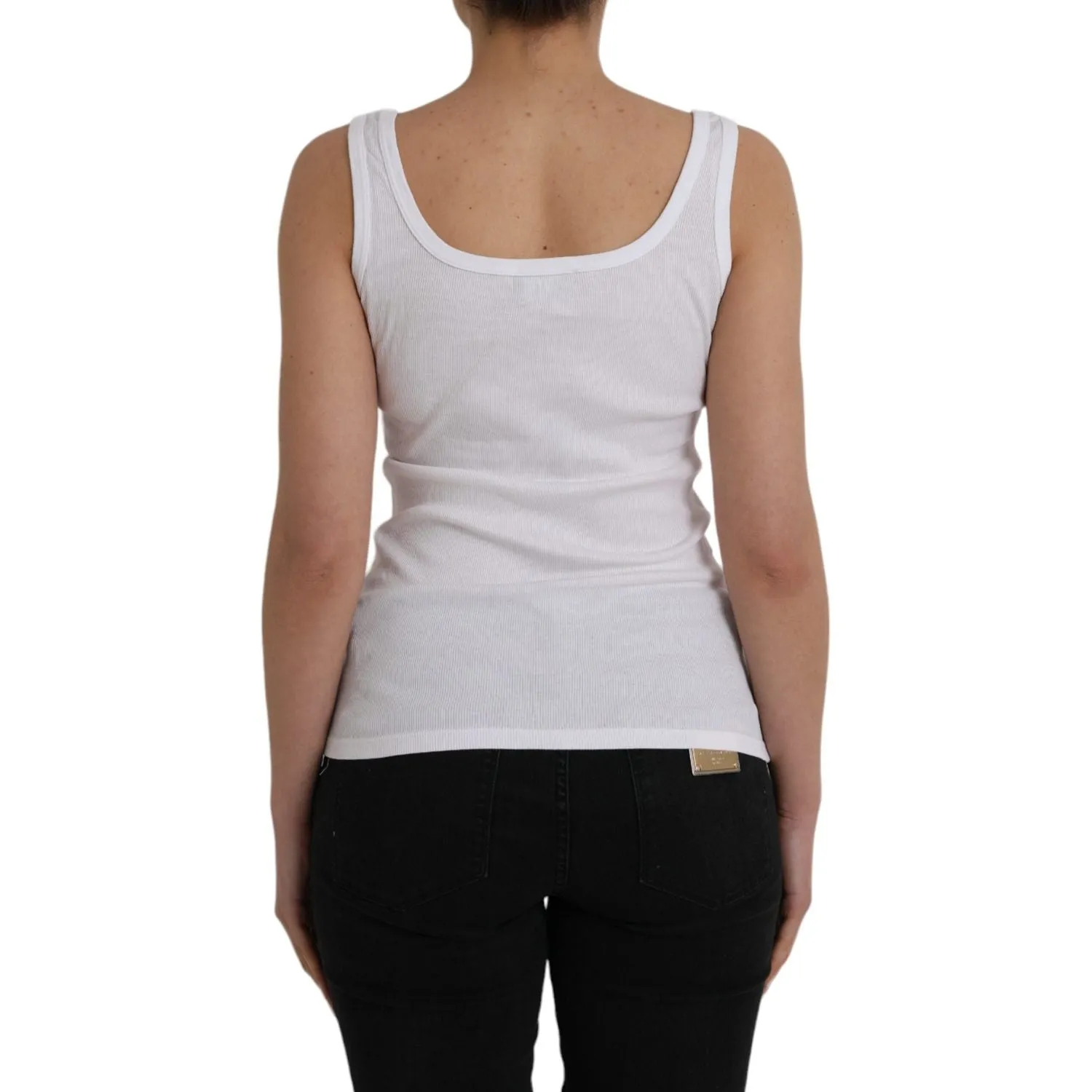 Ermanno Scervino White Cotton Sleevelesss Tank Casual Top