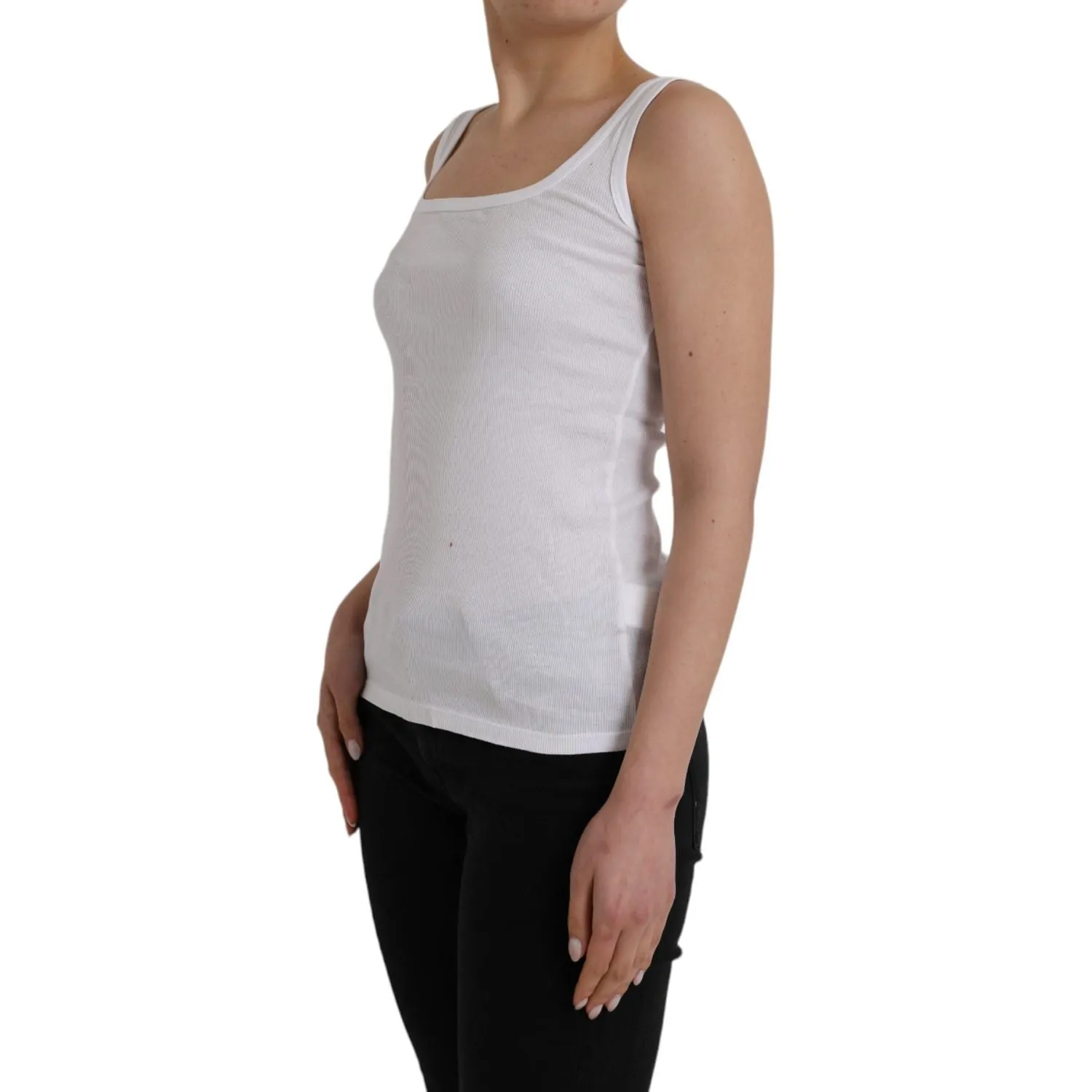 Ermanno Scervino White Cotton Sleevelesss Tank Casual Top