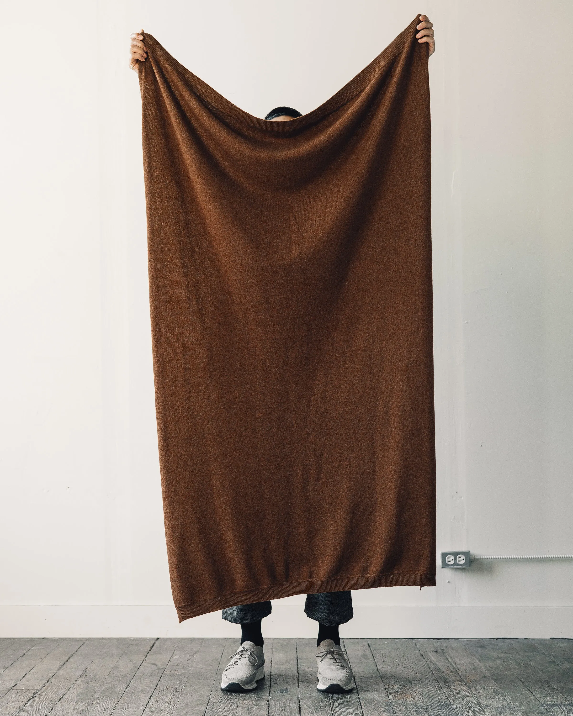 Evan Kinori Knit Shawl, Rust