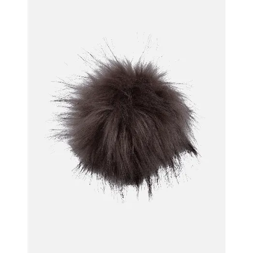 Faux Fur Detachable Pom Pom Dark Grey