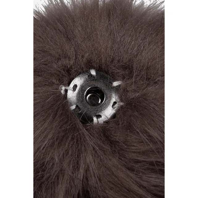 Faux Fur Detachable Pom Pom Dark Grey