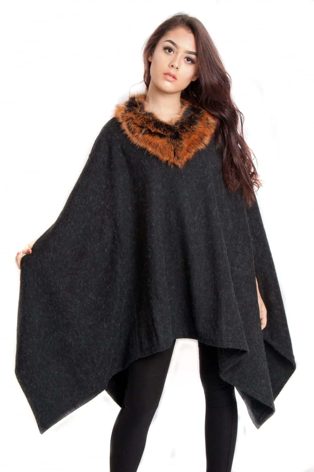 Faux Fur Poncho Jumper