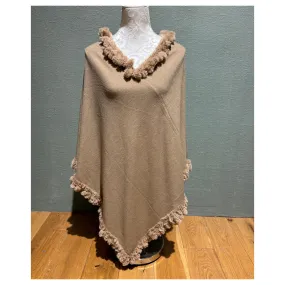 Faux Fur Poncho Taupe