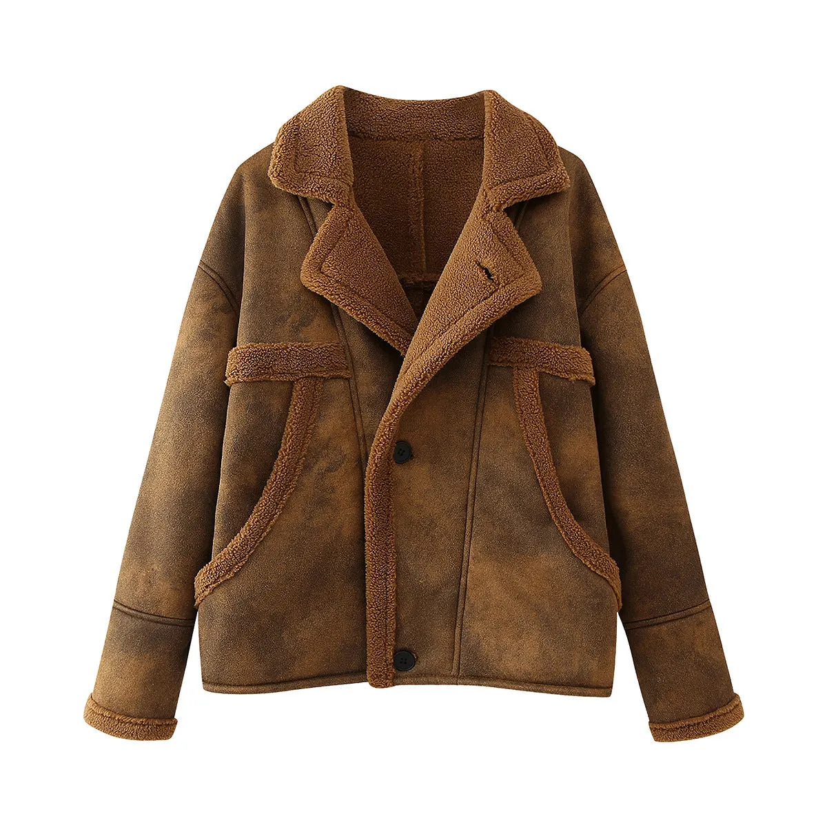 Faux Shearling Jacket Faux Lamb Wool Women Coat Motorcycle