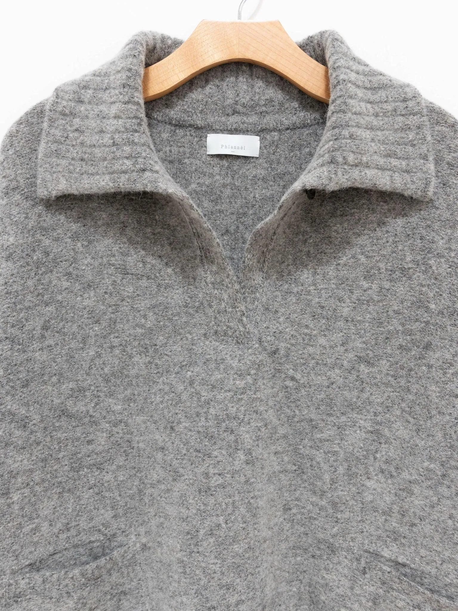 Felt Wool Knit Skipper Poncho - Gray