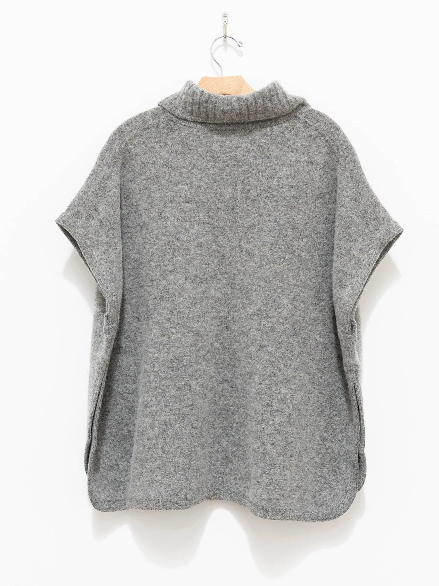 Felt Wool Knit Skipper Poncho - Gray