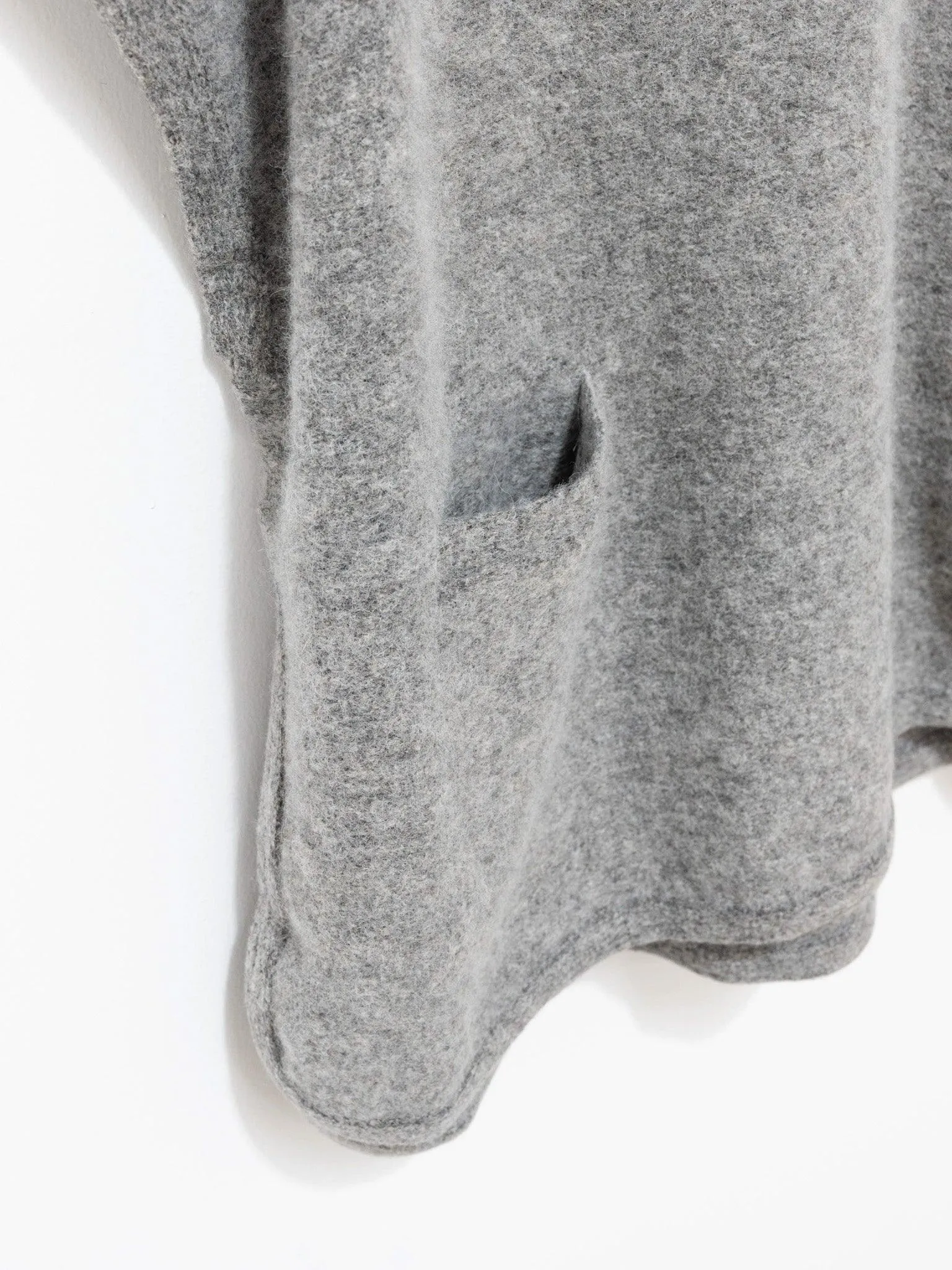 Felt Wool Knit Skipper Poncho - Gray