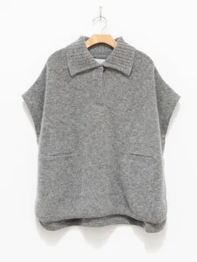 Felt Wool Knit Skipper Poncho - Gray