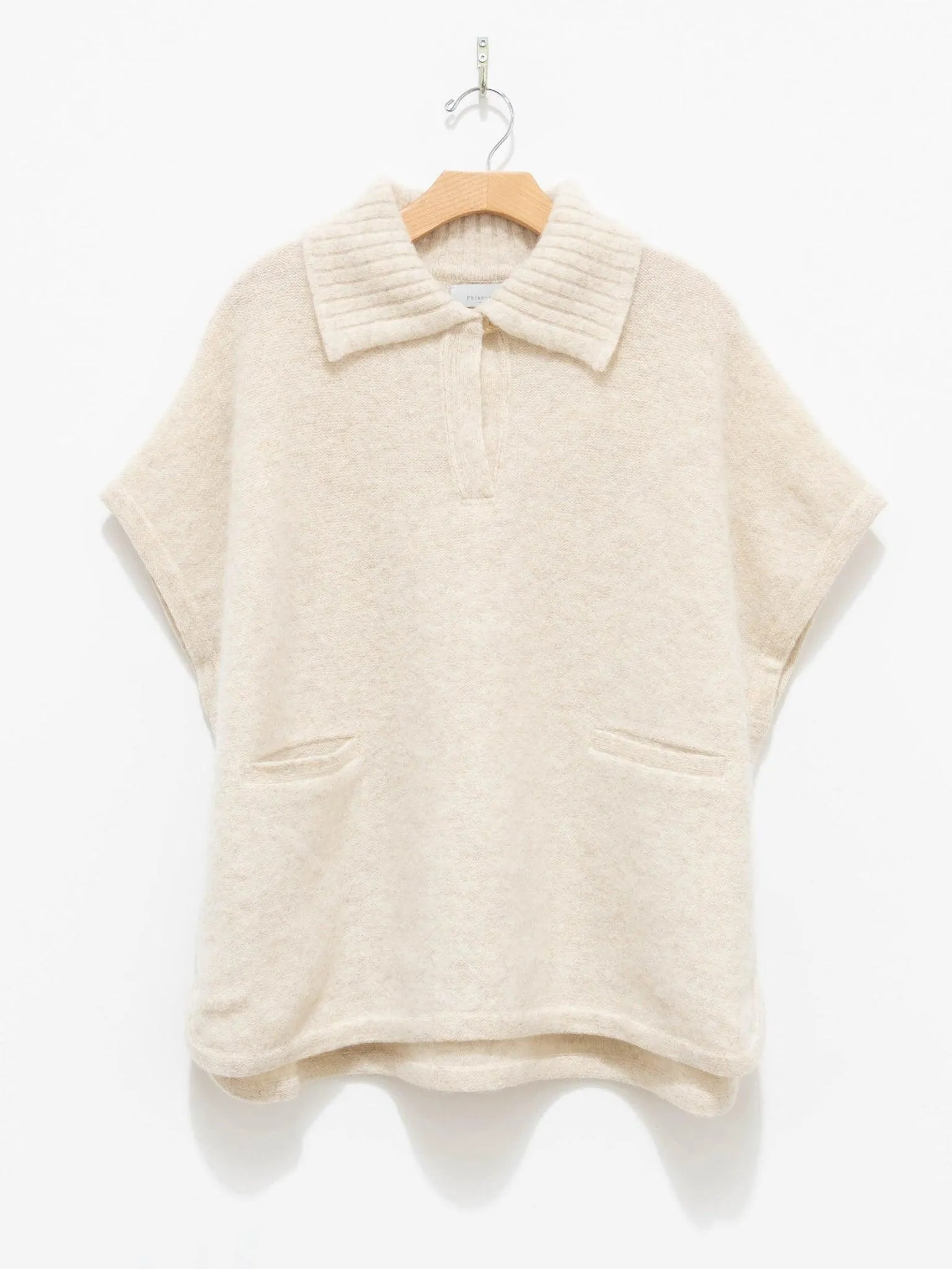 Felt Wool Knit Skipper Poncho - White