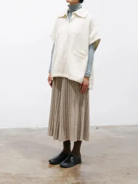 Felt Wool Knit Skipper Poncho - White