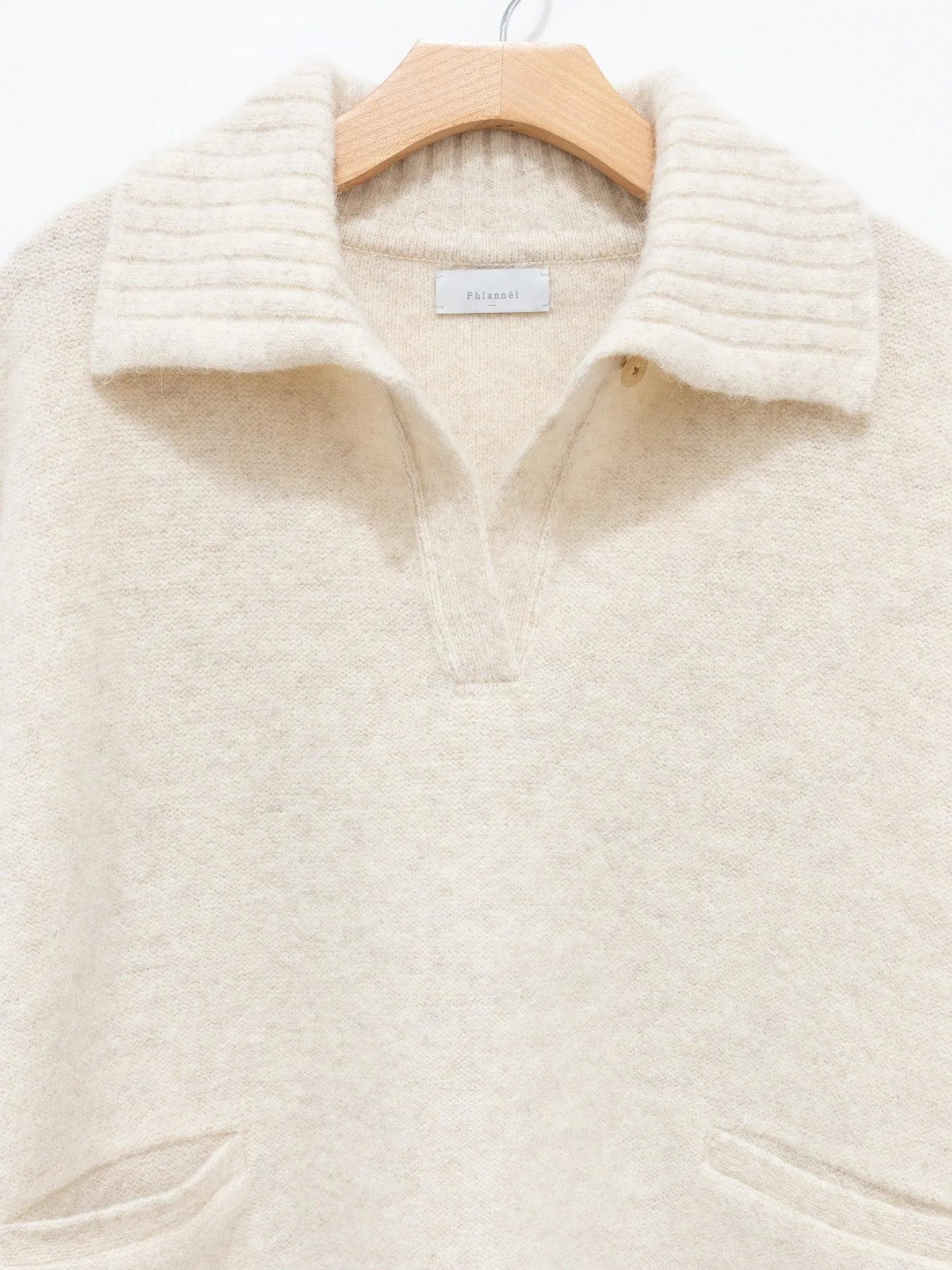 Felt Wool Knit Skipper Poncho - White